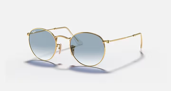 SOLAR RAY-BAN RB3447-NL 001/3F ROUND METAL DOURADO LENTE AZUL