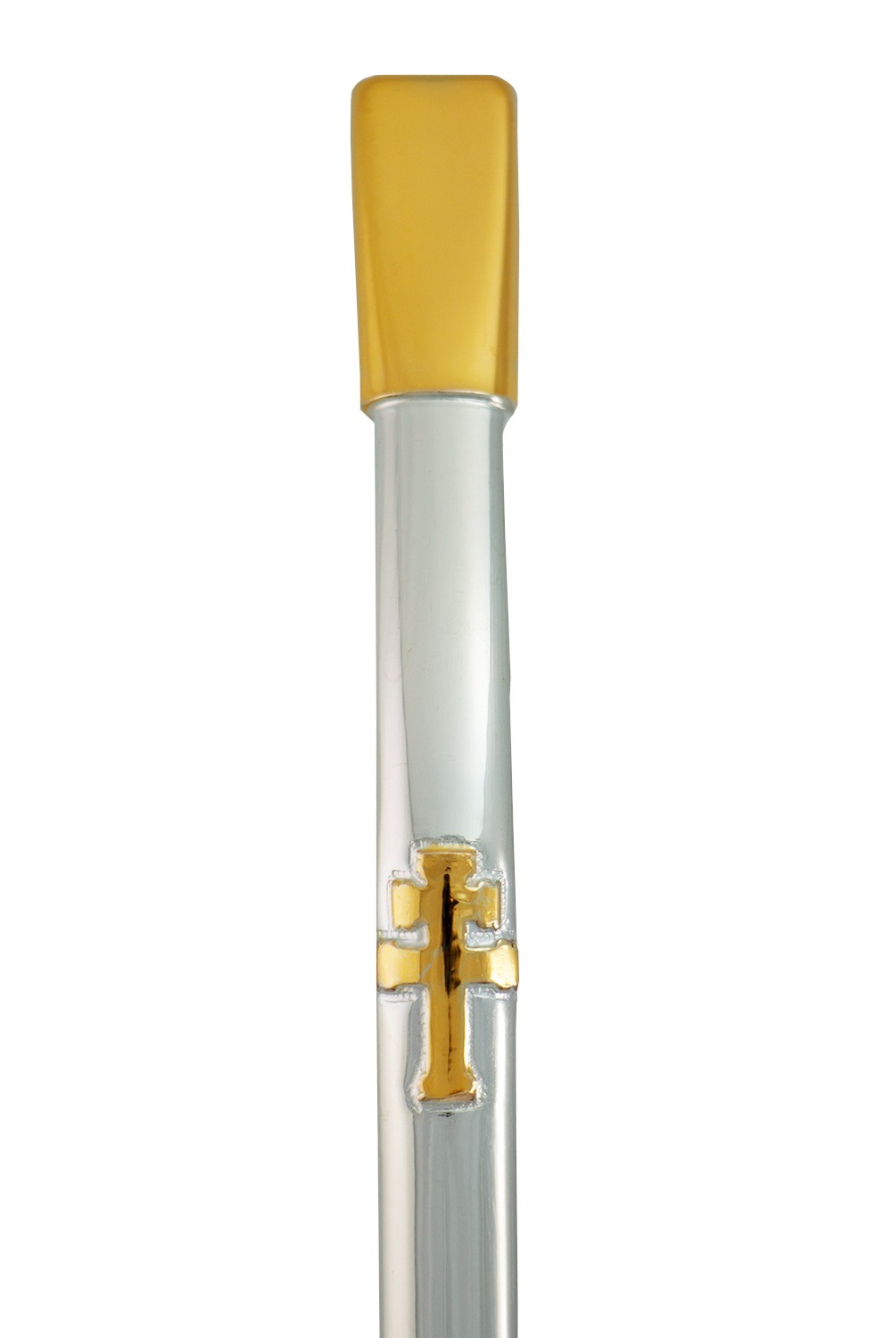 BOMBA PRATA 600 COM DETALHE CRUZ MISSIONEIRA OURO 12K CHAPEADO
