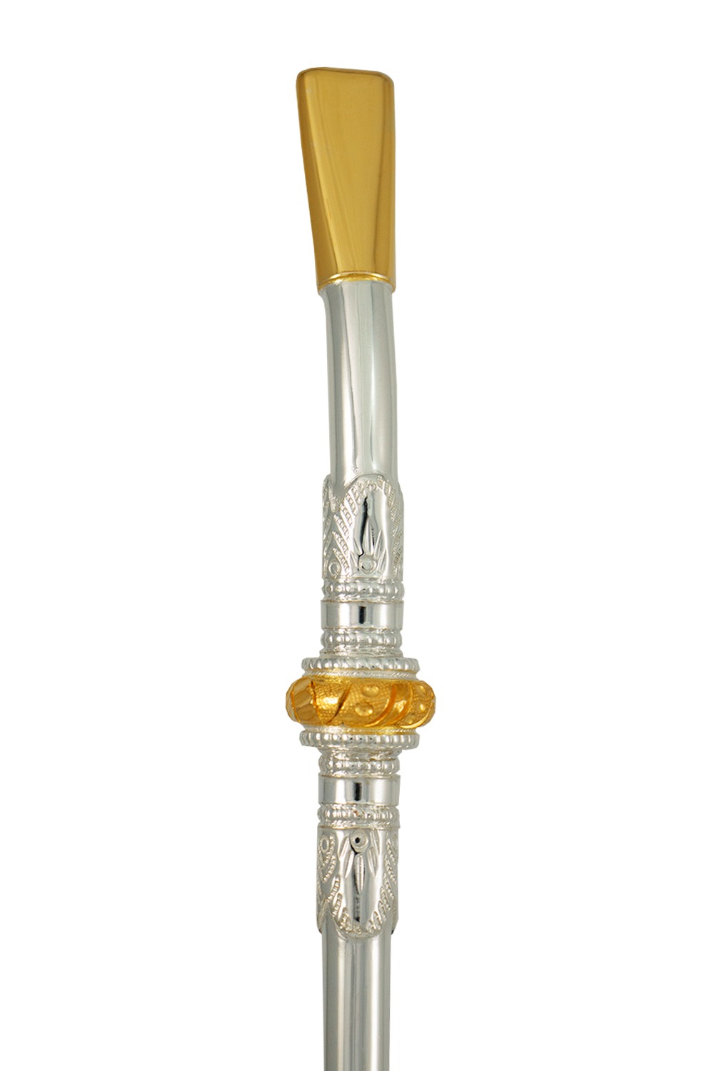 BOMBA PRATA 600 COM BOCAL/DETALHE OURO 12k CHAPEADO