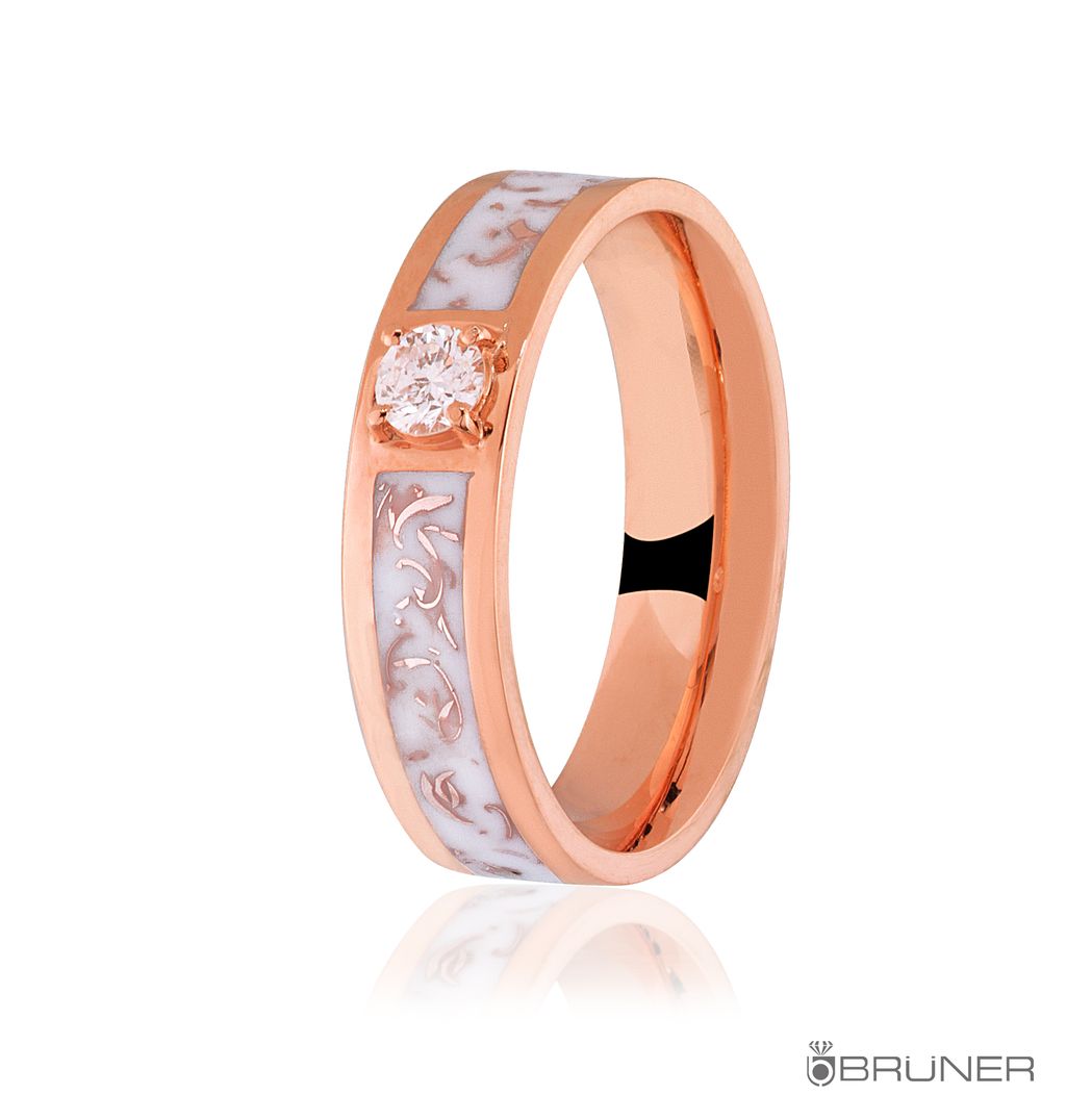 ALIANÇA OURO ROSÊ 18K 76.0367.03.0979 RESINA PIGMENTADA 15PTS ANATÔMICA