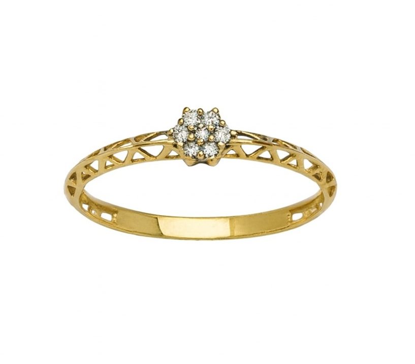 ANEL 18K ZIRCÔNIA SOLITÁRIO TRABALHADO