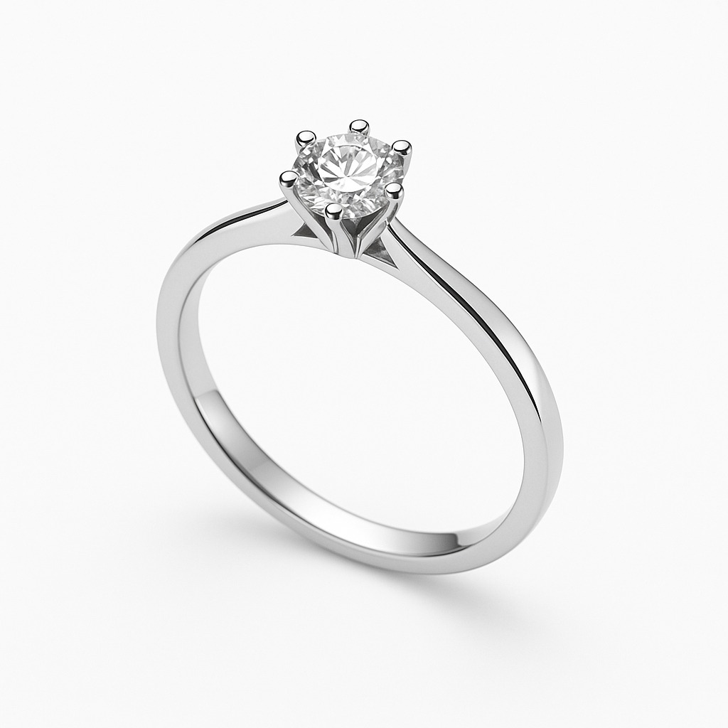 ANEL SOLITÁRIO OURO BRANCO 18K 17PTS