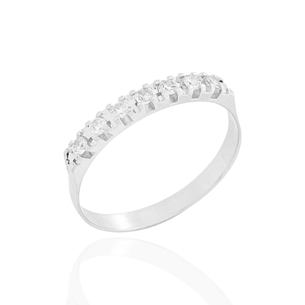 ANEL APARADOR ZIRCONIA 18K - OURO BRANCO