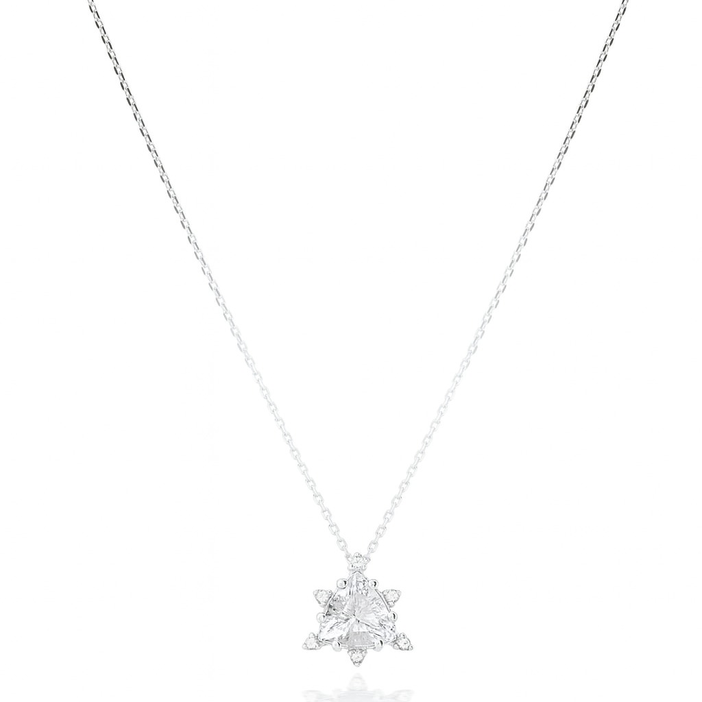 GARGANTILHA OURO BRANCO 18K TOPÁZIO C/ CRISTAL