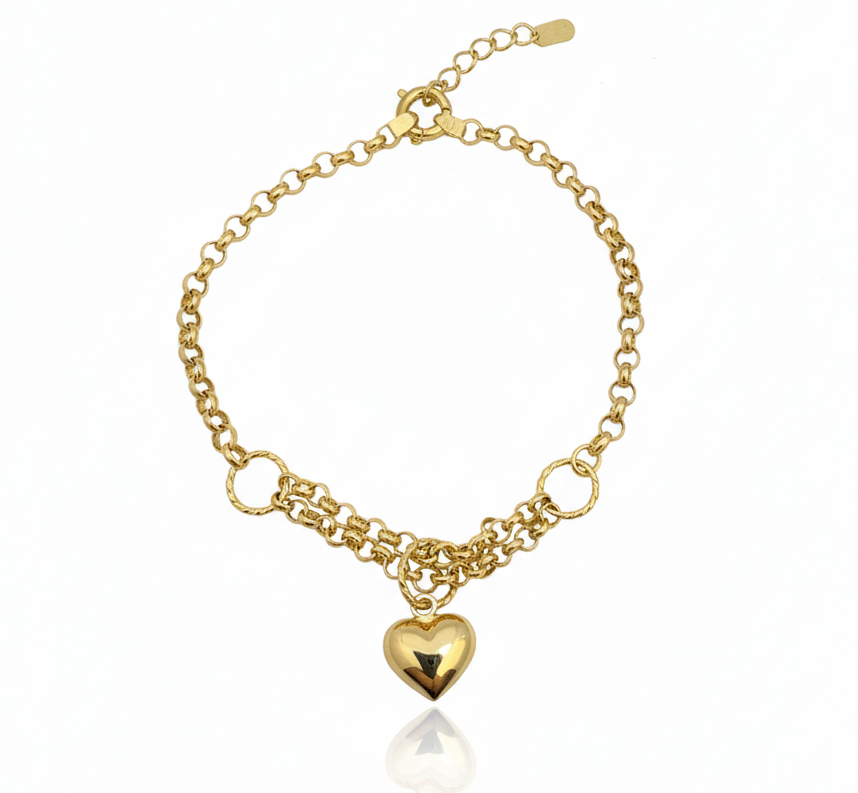 PULSEIRA 10K ELO PORTUGUÊS COM CORAÇÃO
