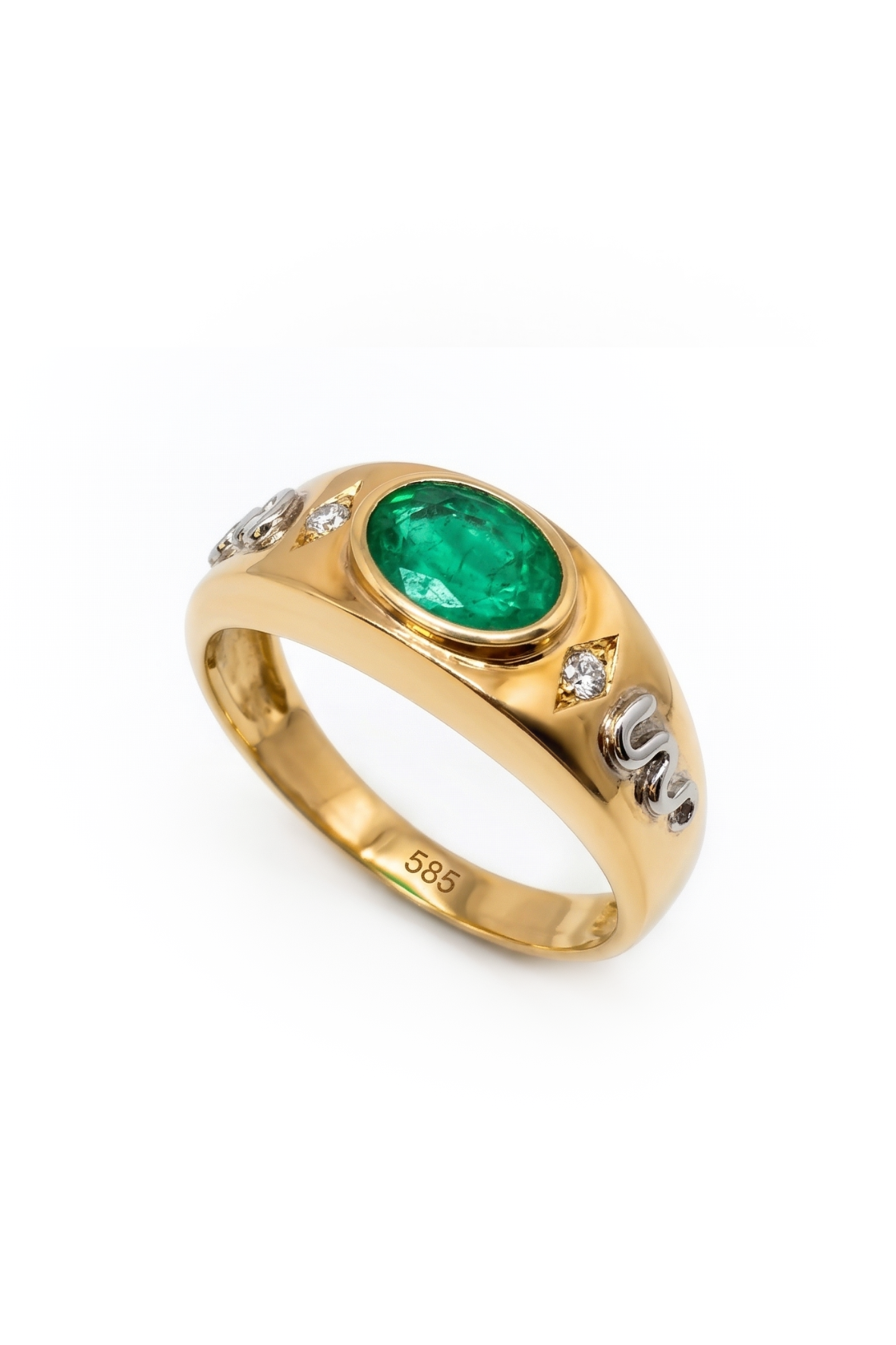 ANEL 18K - BRILHANTE COM ESMERALDA. CURSO: MEDICINA.